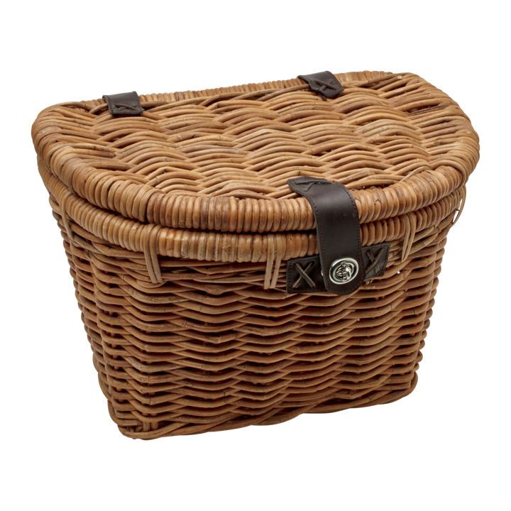 wicker bike basket with lid