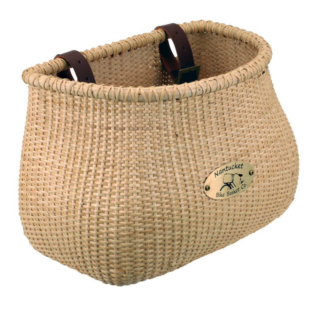wicker bicycle basket with lid
