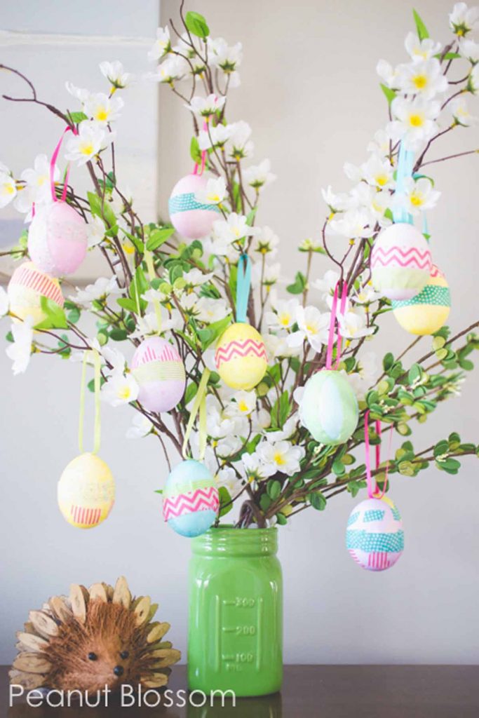 9 DIY Easter Decor Ideas for a Coastal Home - Easter Egg Tree #EasterDIY #EasterDecorDIY #DIY #EasterCoastalDecor #EasterCoastalHome