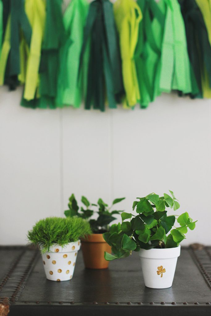 Clay Pot Planters #DIY #DecorDIY #CoastalDecor #StPatsDay #StPatricksDecor