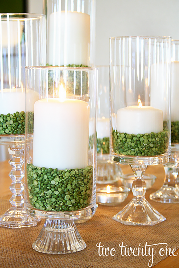 Candle Setting Decor #DIY #DecorDIY #StPatsDay #StPatricksDecor #Coastal Decor