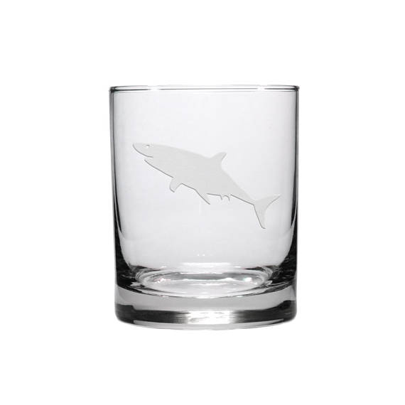 10 Cool Ways to Let Some Shark! Into Your Home - Shark Engraved Whiskey Glass #sharkweek #shark #beachdecor #beachhouse #coastaldecor