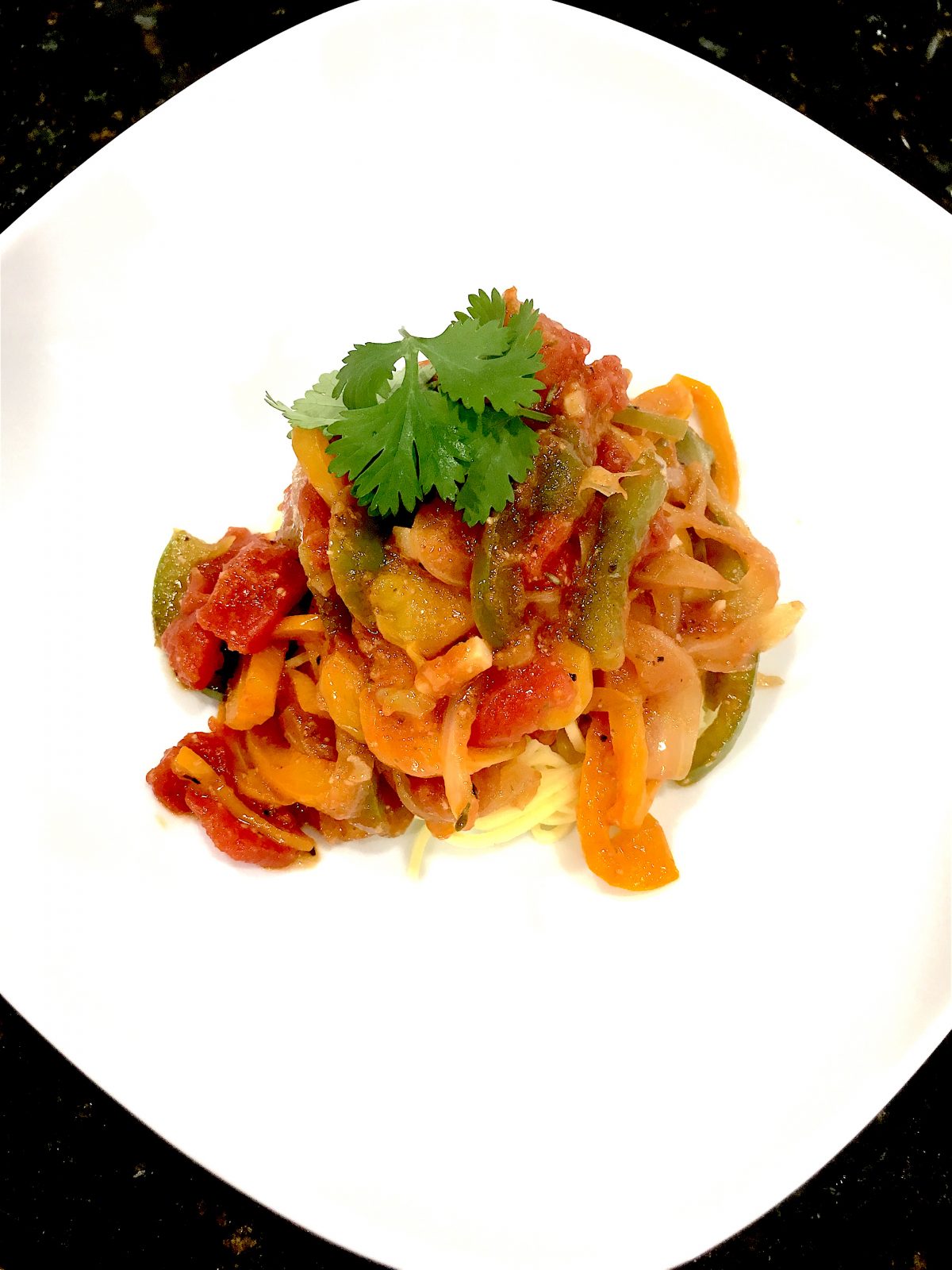 Quick and Easy Pepper and Onion Marinara Pasta Dish