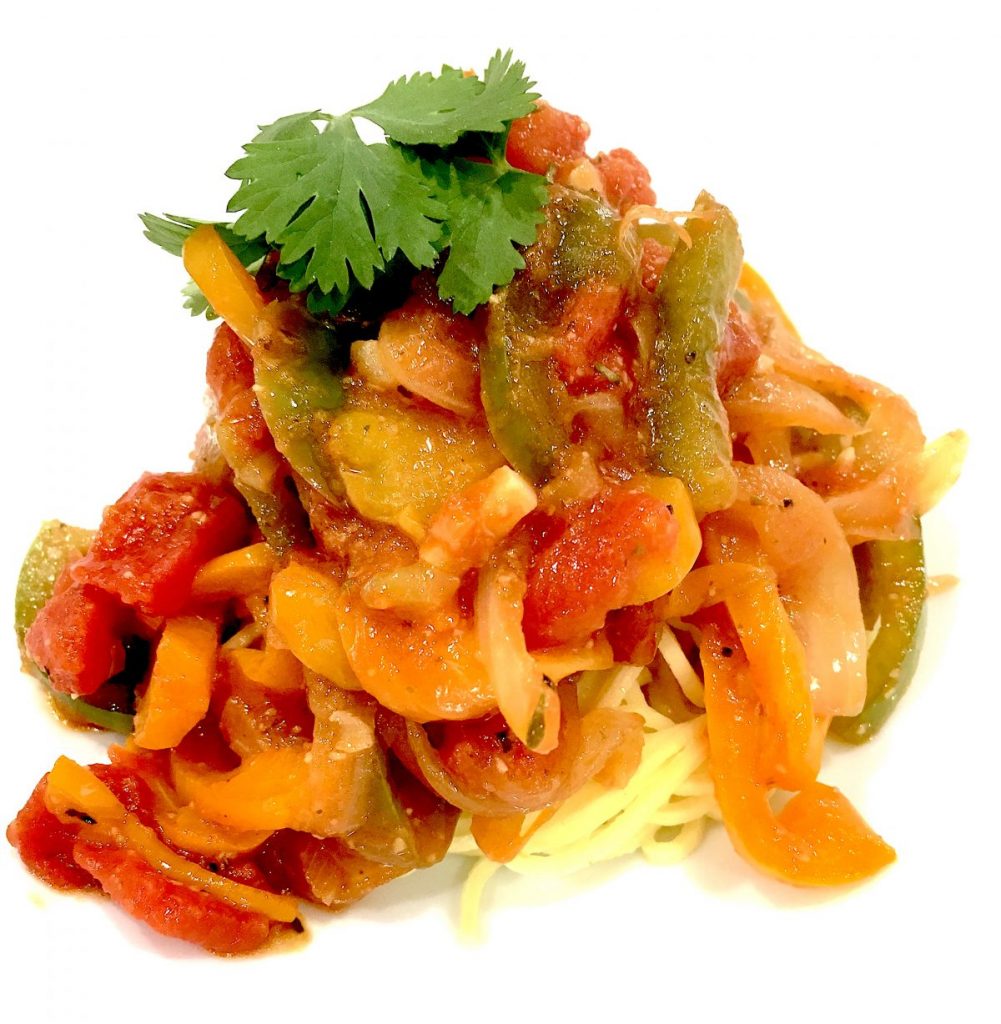 Quick and Easy Pepper and Onion Marinara Pasta Dish #recipes #vegetarian #quickmeals