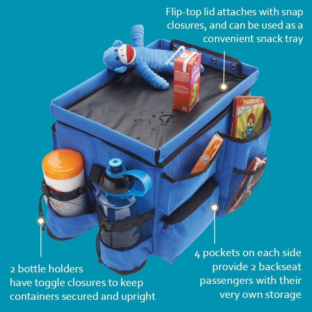 8 Must Haves For Your Kids Road Trip High Road Kids Food 'n Fun Back Seat Organizer #KidsTravel #TravelwithKids #RoadTripWithKids #HghRoadKidsOrganizer