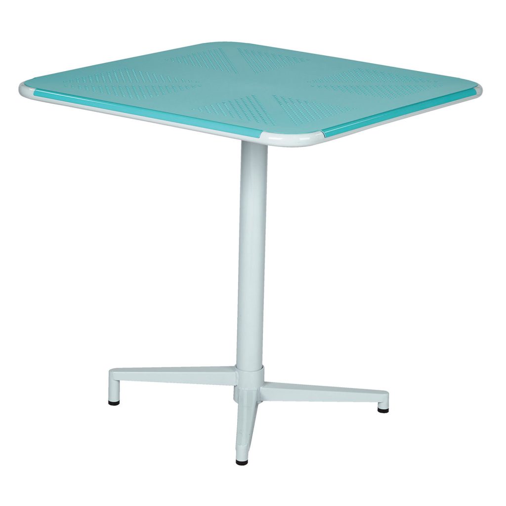 8 Bold Bistro Tables Teal Albany Square Folding Bistro Table #BistroTables #SmallSpaceLiving #OutdoorLiving #SmallSpace #TealAlbany #Porch #Patio #Pool