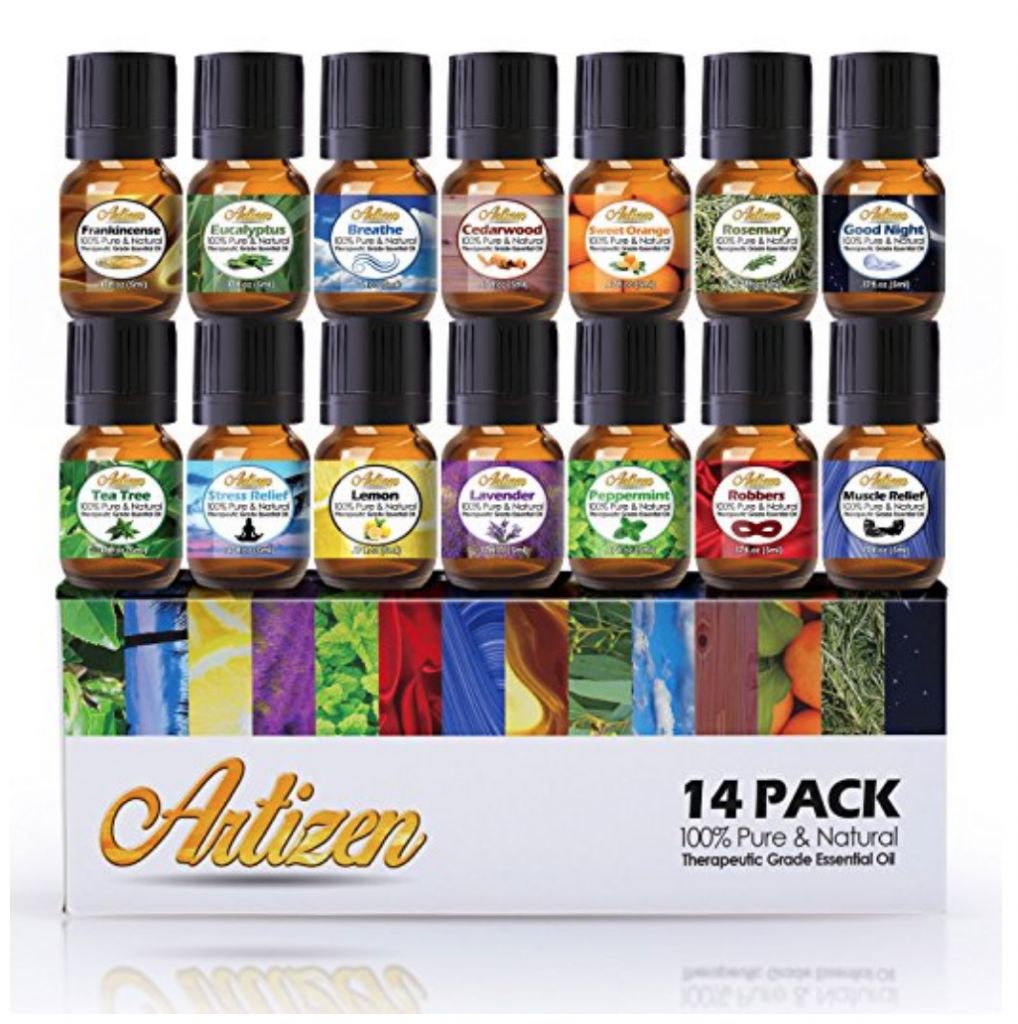 Create a Spa at Home with these 18 Bath Accessories - Artizen Aromatherapy Top 14 Oils Set #spa #bathroom #homespa #pamperyourself #spaaccessories #metime #bathaccessories