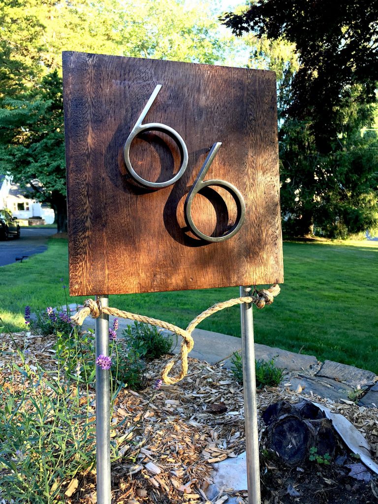 Lawn Path Freestanding Affect. modern house number sign Personalised Garden