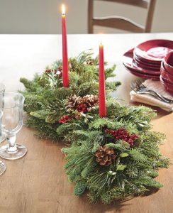 28 Christmas Centerpieces to Welcome House Guests Holiday Woodland Evergreens Centerpiece #Gifts #Centerpiece #ChristmasCenterpiece #Christmas #Decor #ChristmasEvergreens