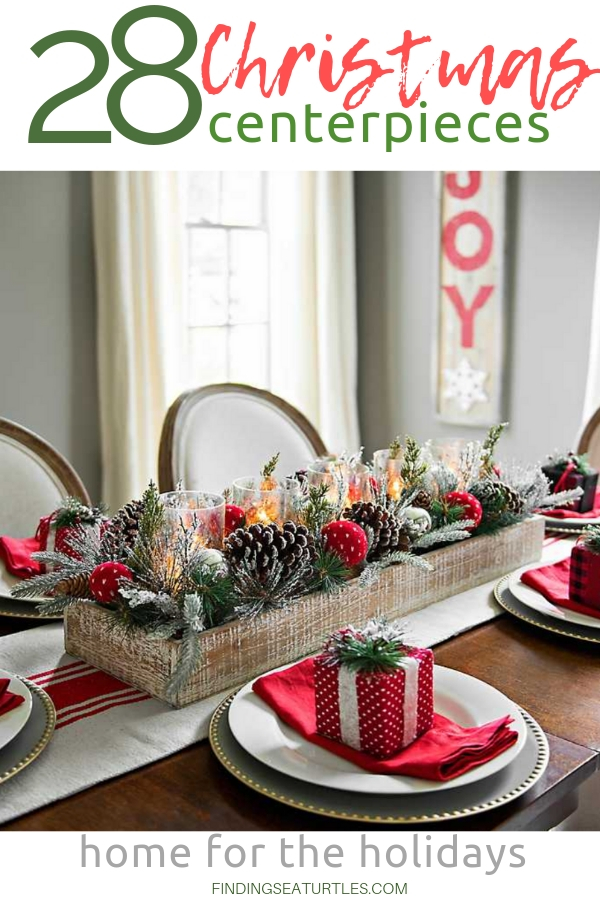 28 Christmas Centerpieces to Welcome House Guests #Gifts #Centerpiece #ChristmasCenterpiece #Christmas #Decor #ChristmasEvergreens