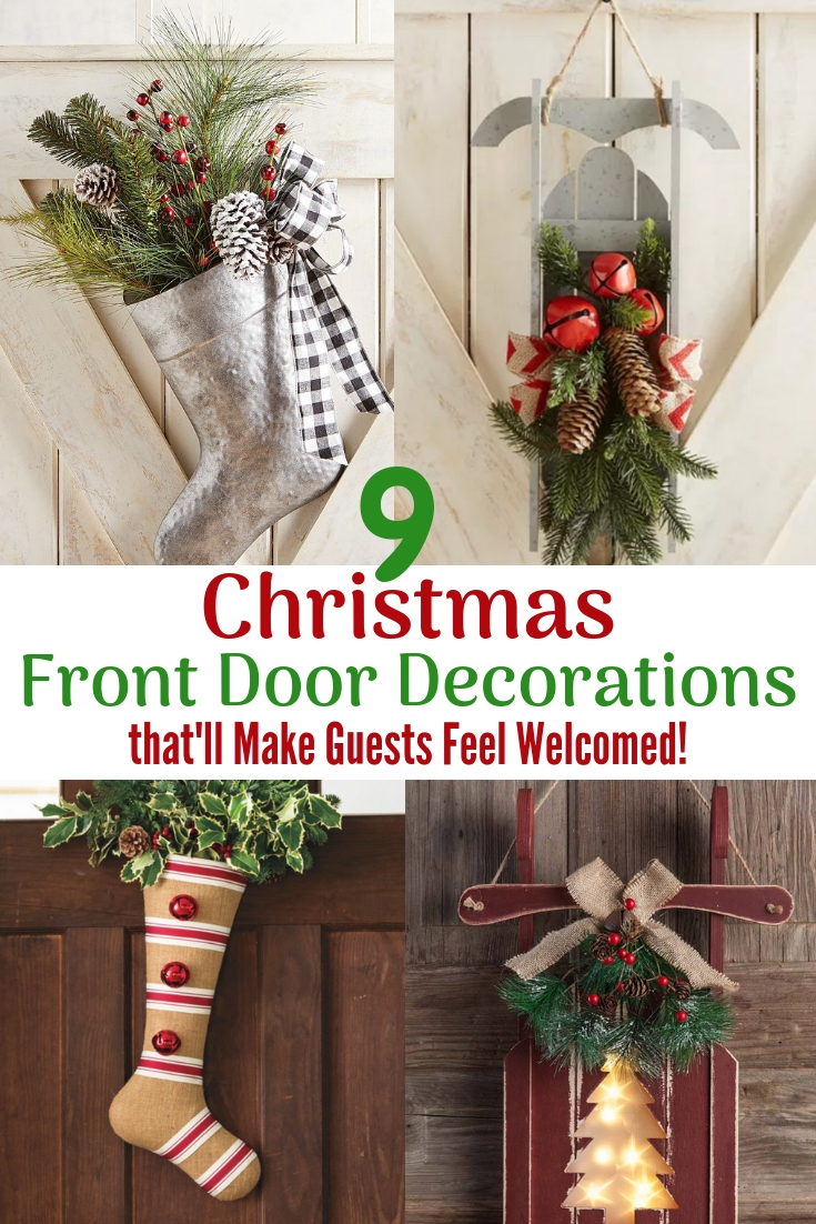 9 Christmas Front Door Decorations to Greet Your Holiday Guests 9 Christmas Front Door Decorations That'll Make Guests Feel Welcome! #Christmas #ChristmasPorch #ChristmasFrontDoor #ChristmasDecor
