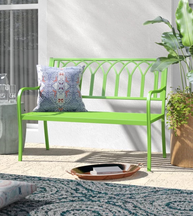 8 Garden Benches for a Restful Break Blankenship Garden Bench Green #Garden #Gardening #Landscape #Landscaping #GardenBench #Benches #OutdoorBench #Patio #Deck #Porch 