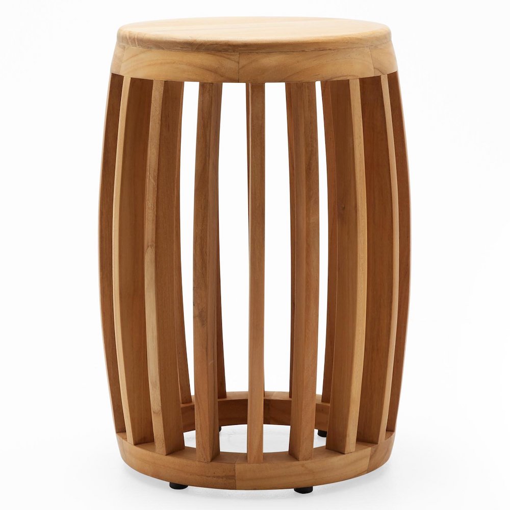 10 Versatile Garden Stools for Outdoor Living Spaces Modern Teak Wood Slat Garden Stool #SmallSpaces #SmallSpaceLiving #Garden #Patio #Porch #Deck #GardenStool #GardenSeating #OutdoorStool #PatioSeating #PorchSeating 