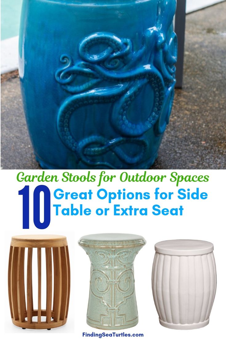 Garden Stools For Outdoor Spaces 10 Great Options For Side Table Or Extra Seat #SmallSpaces #SmallSpaceLiving #Garden #Patio #Porch #Deck #GardenStool #GardenSeating #OutdoorStool #PatioSeating #PorchSeating 