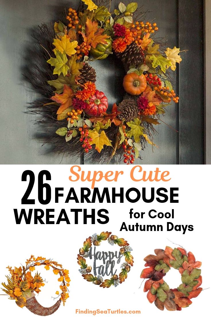 26 Super Cute FARMHOUSE WREATHS For Cool Autumn Days #Farmhouse #FarmhouseDecor #FarmhouseWreaths #RusticWreaths #CountryLiving #FallWreaths #AutumnWreaths 