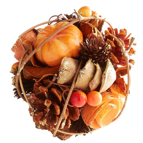 Decorations for a Festive Home Harvest Wood Curl Glittered Decorative Sphere #Decor #ThanksgivingDecor #AffordableDecor #AffordableFallDecor #CheapThanksgivingDecor #QuickAndEasyDecor #BudgetFriendlyDecor