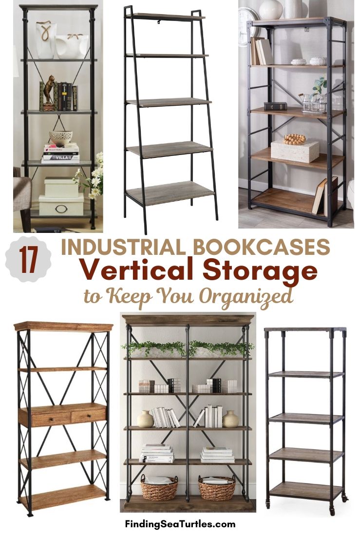 17 INDUSTRIAL BOOKCASES Vertical Storage to Keep You Organized #Decor #IndustrialDecor #Bookcases #IndustrialBookcases #HomeOffice #HomeStorage #Organization