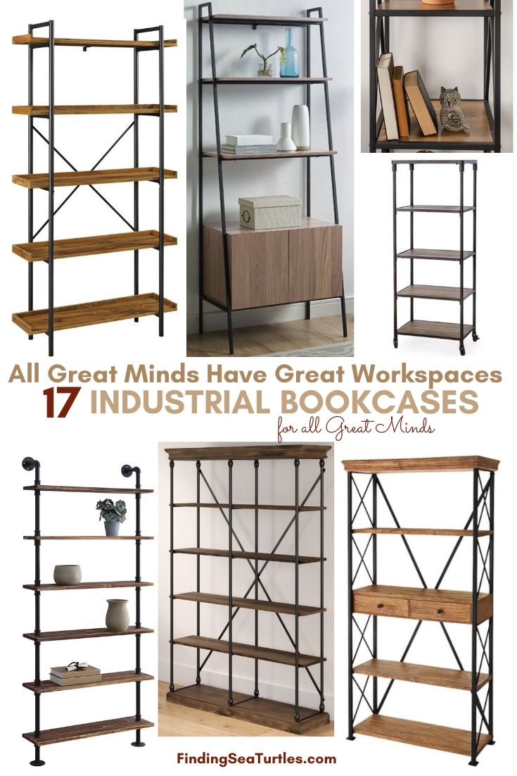 All Great Minds have Great Workspaces 17 Industrial BOOKCASES #Decor #IndustrialDecor #Bookcases #IndustrialBookcases #HomeOffice #HomeStorage #Organization