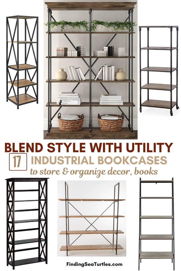 Blend Style with Utility 17 INDUSTRIAL BOOKCASES to store organize decor books #Decor #IndustrialDecor #Bookcases #IndustrialBookcases #HomeOffice #HomeStorage #Organization