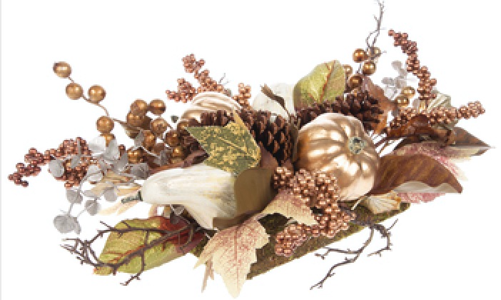 Decor for the Thanksgiving Table Brown, Gold Pumpkin and Berry Centerpiece #Decor #ThanksgivingDecor #FallCenterpiece #FallDecor #Thanksgiving #ThanksgivingTable #Centerpiece