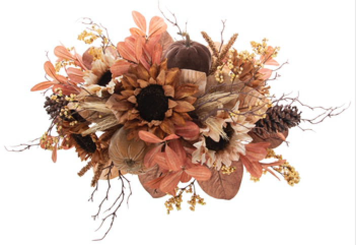 Decor for the Thanksgiving Table Sunflower Pumpkin Centerpiece #Decor #ThanksgivingDecor #FallCenterpiece #FallDecor #Thanksgiving #ThanksgivingTable #Centerpiece