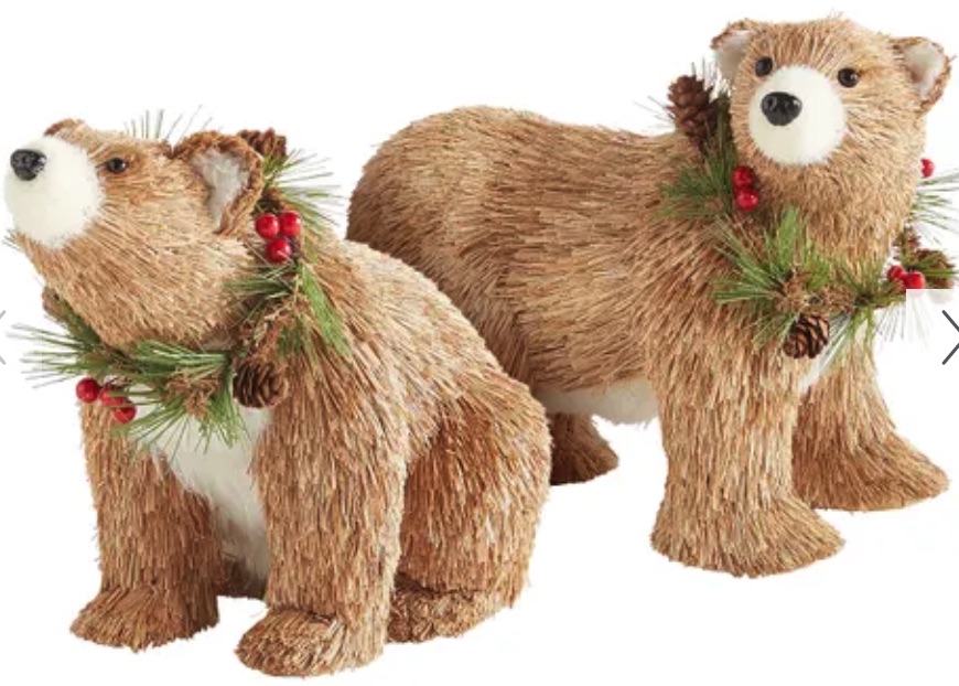 For the Home Natural Bears with Wreaths #Decor #Christmas #ChristmasDecor #HomeDecor #ChristmasHomeDecor #HolidayDecor