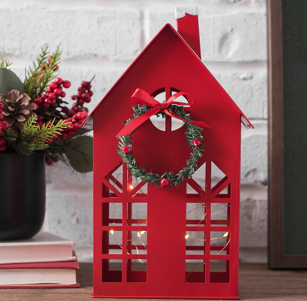 For the Home Pre-Lit Red Metal House #Decor #Christmas #ChristmasDecor #HomeDecor #ChristmasHomeDecor #HolidayDecor
