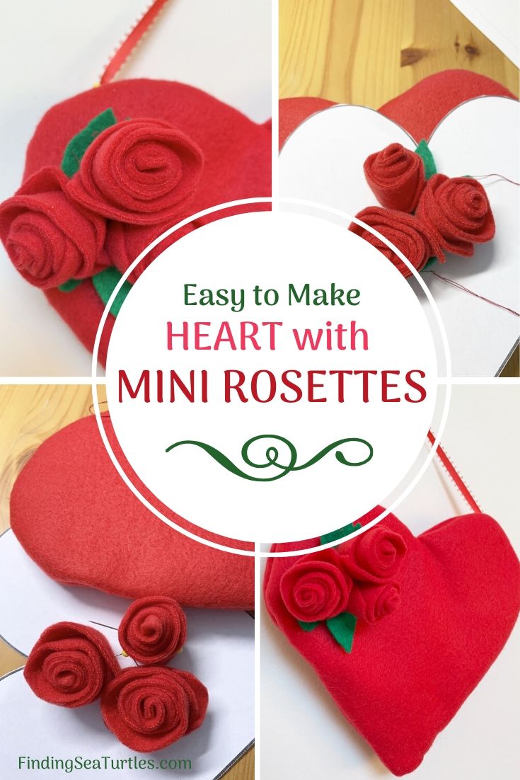 Easy to Make Heart with Mini Rosettes #ValentinesDay #ValentineHeart #DIY #Decor #DIYDecor #DIYValentineDecor #ValentineHeartwithRosettes #HeartwithRosettes #DIYValentineHeart