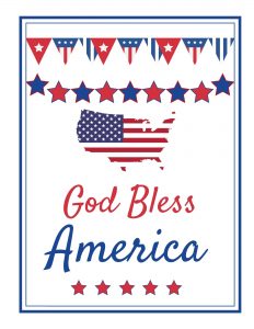 God Bless America 2020 Printable p1 #Patriotic #PatrioticQuotes #PatrioticPrintables #Printables #FreePrintables #PatrioticWallArt #DIY #WallArt #DIYDecor