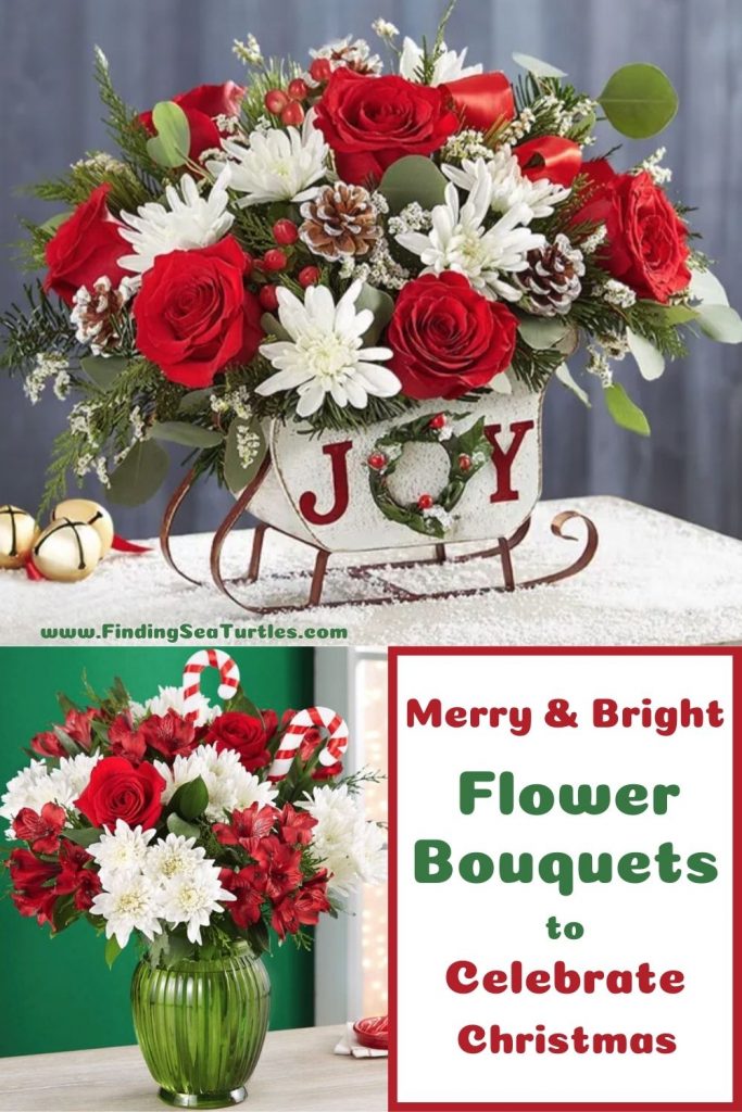 Merry & Bright Flower Bouquets to Celebrate Christmas #FreshFlowers #FlowerDelivery #bouquets #OnlineFlowers #FlowersOnline #Christmas #ChristmasFlowers #FestiveFlowers