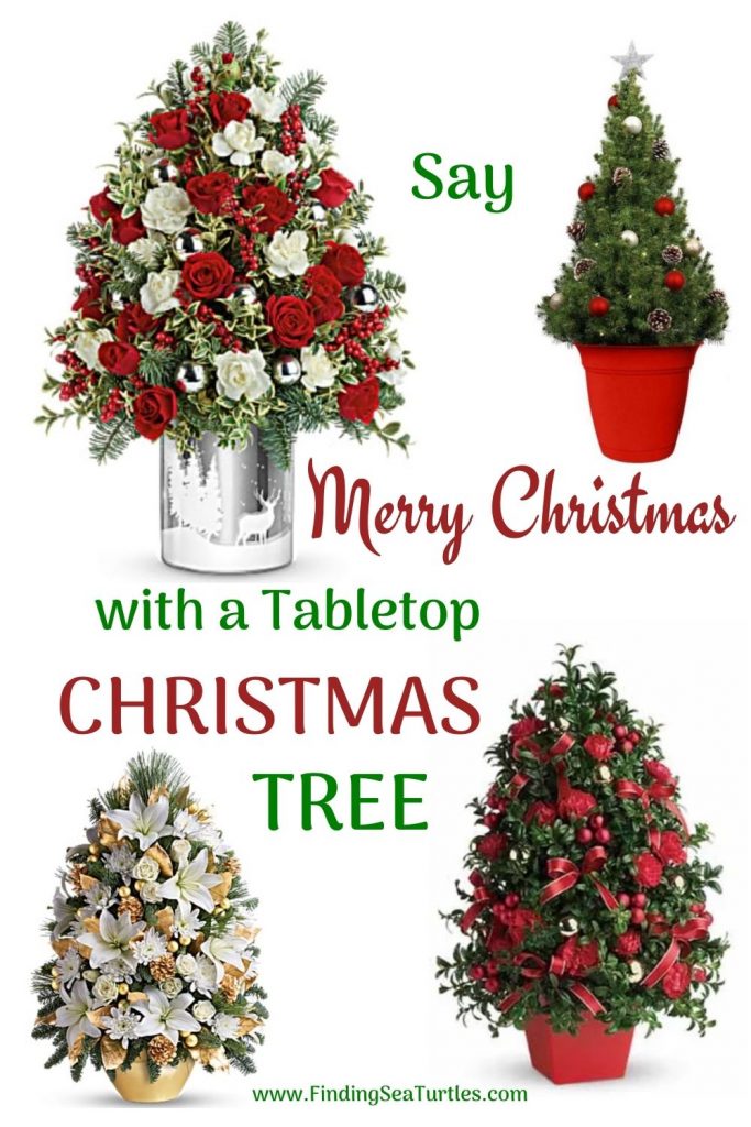 Fresh Tabletop Christmas Trees Say Merry Christmas with a Tabletop Christmas Tree #FreshMiniTree #MiniChristmasTree #TabletopChristmasTree #OnlineFlowers #ChristmasTrees #ChristmasTabletopTree 