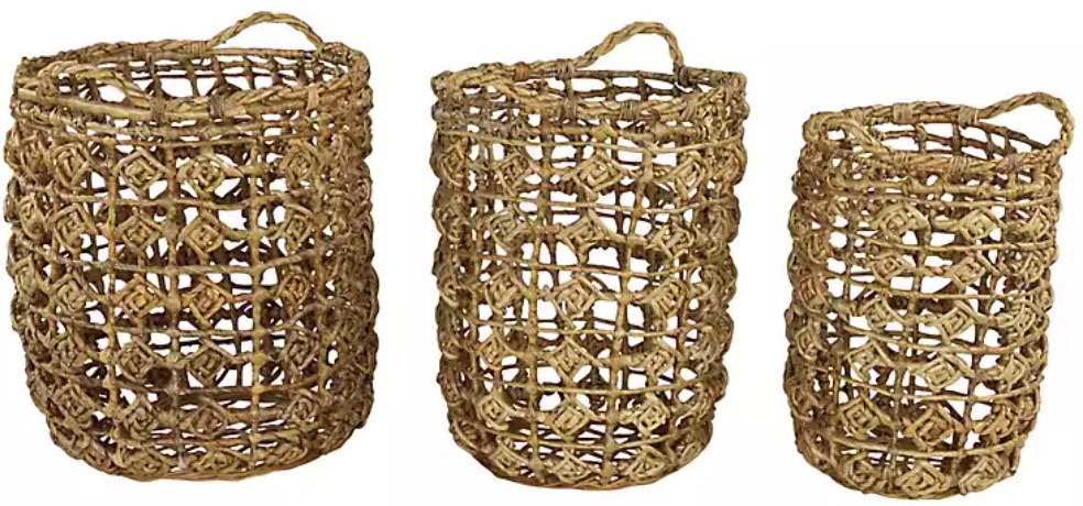 Tote Baskets Banana Leaf Open Weave Baskets #Storage #Baskets #BasketStorage #ToteBaskets #HomeStorage #Organization #ATidyHome