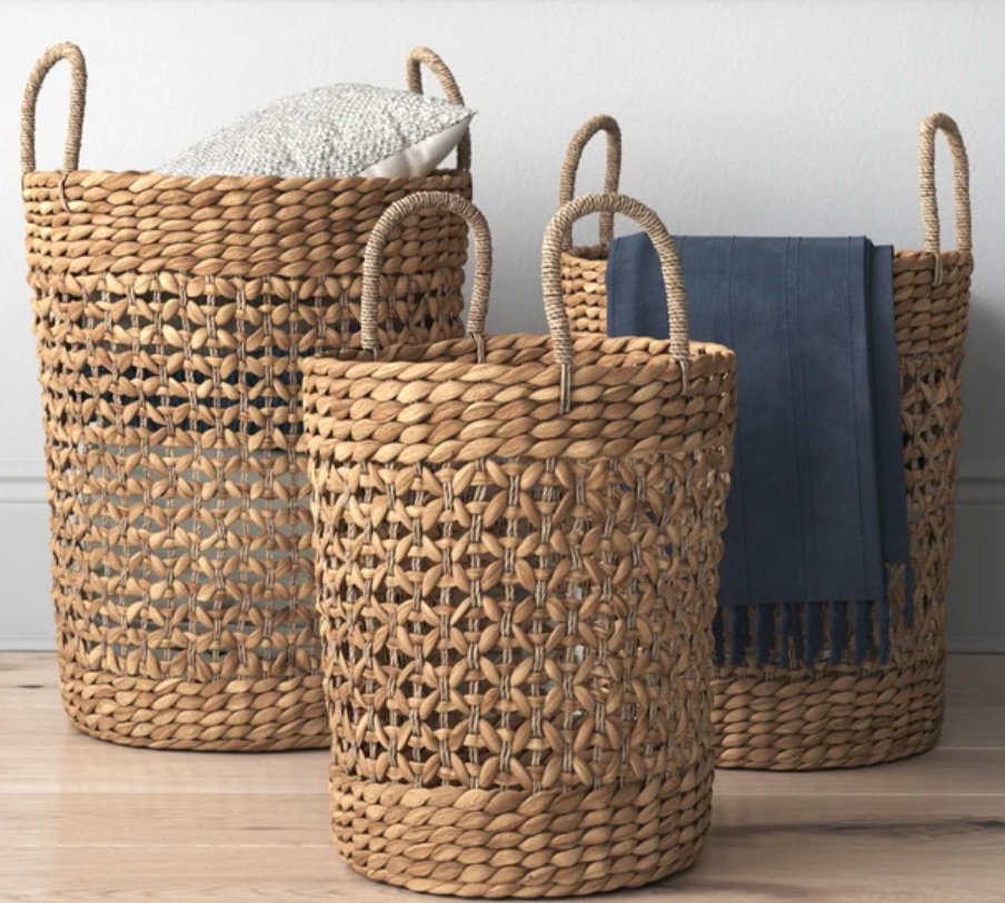 Tote Baskets Fairport Seagrass Wicker Basket Set #Storage #Baskets #BasketStorage #ToteBaskets #HomeStorage #Organization #ATidyHome