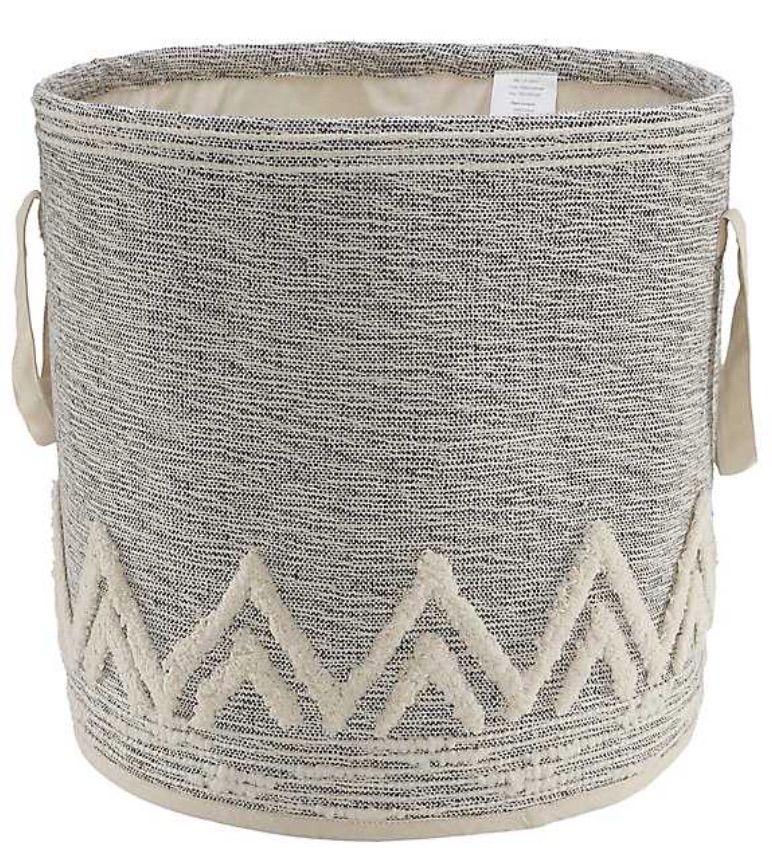 Neutral Decors Gray and White Tuft Peaks Storage Basket #Storage #Baskets #BasketStorage #ToteBaskets #HomeStorage #Organization #ATidyHome