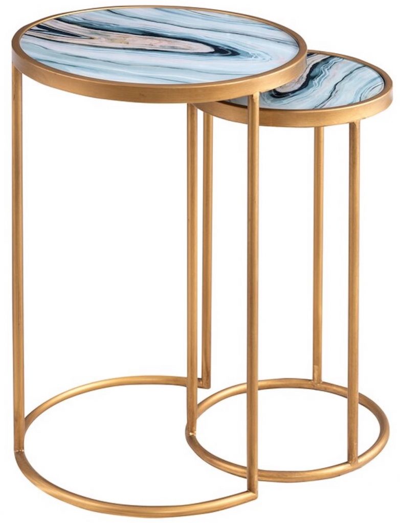 Meehan Agate Glass Top #NestingTables #SmallTables #SideTables #SmallSpaces #SmallSpaceLiving