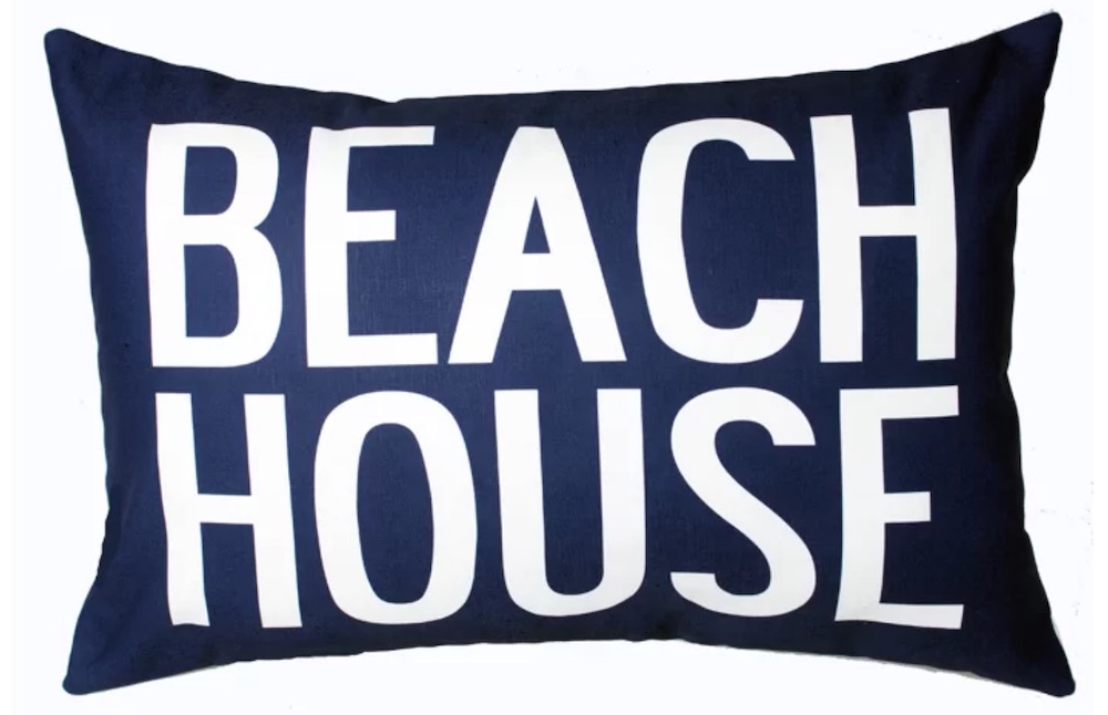Seaside Style Beach House Lumbar Pillow #Pillows #ThrowPillows #BeachHome #CoastalDecor #SeasideDecor #IslandDecor #TropicalIslandDecor #BeachHomeDecor