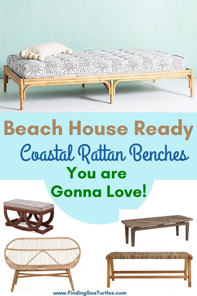 Beach House Ready Coastal Rattan Benches You are Gonna Love #Benches #RattanBenches #Coastal #CoastalRattanBenches #CoastalEntryway #CoastalBedroom #HomeDecor #EntrywayBenches #BeachHouse #SummerHouse #LakeHouse #CoastalHome