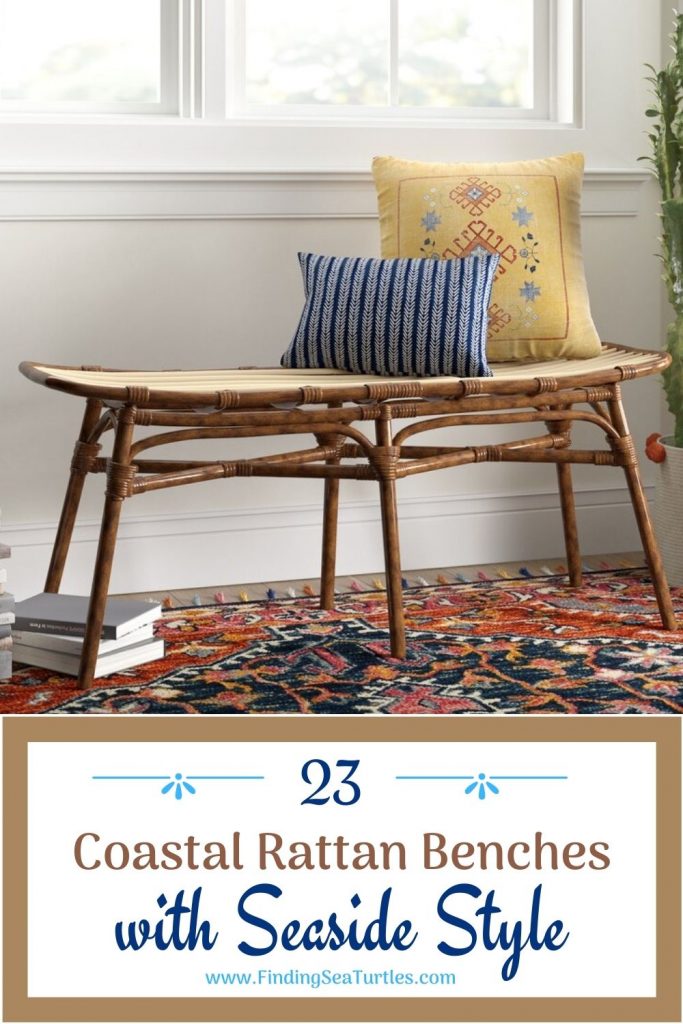 Coastal Rattan Benches with Seaside Style #Benches #RattanBenches #Coastal #CoastalRattanBenches #CoastalEntryway #CoastalBedroom #HomeDecor #EntrywayBenches #BeachHouse #SummerHouse #LakeHouse #CoastalHome