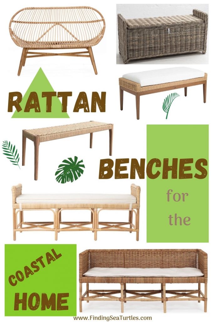 Rattan Benches for the Coastal Home #Benches #RattanBenches #Coastal #CoastalRattanBenches #CoastalEntryway #CoastalBedroom #HomeDecor #EntrywayBenches #BeachHouse #SummerHouse #LakeHouse #CoastalHome