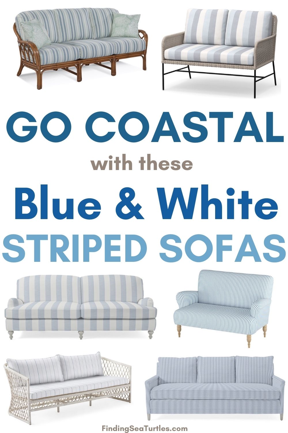 16 Blue and White Striped Sofas for Coastal Homes