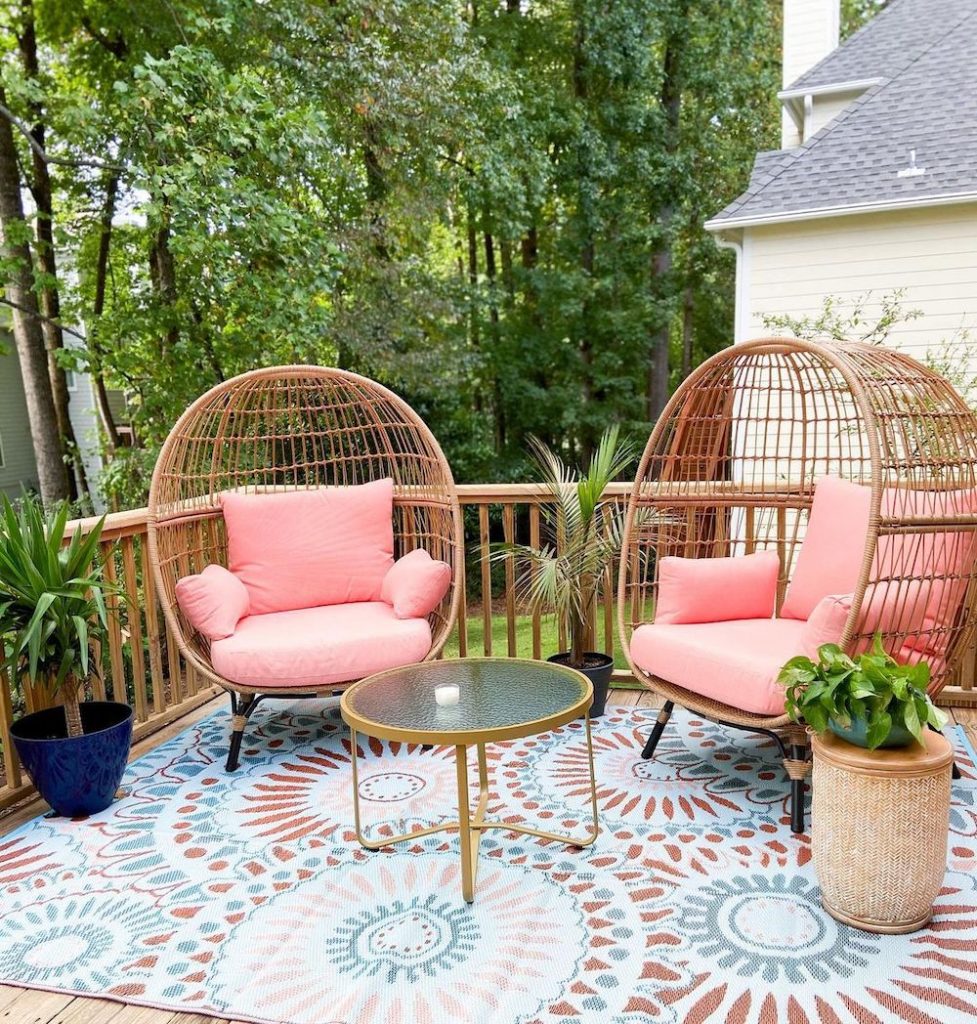 Pink egg store chair garden