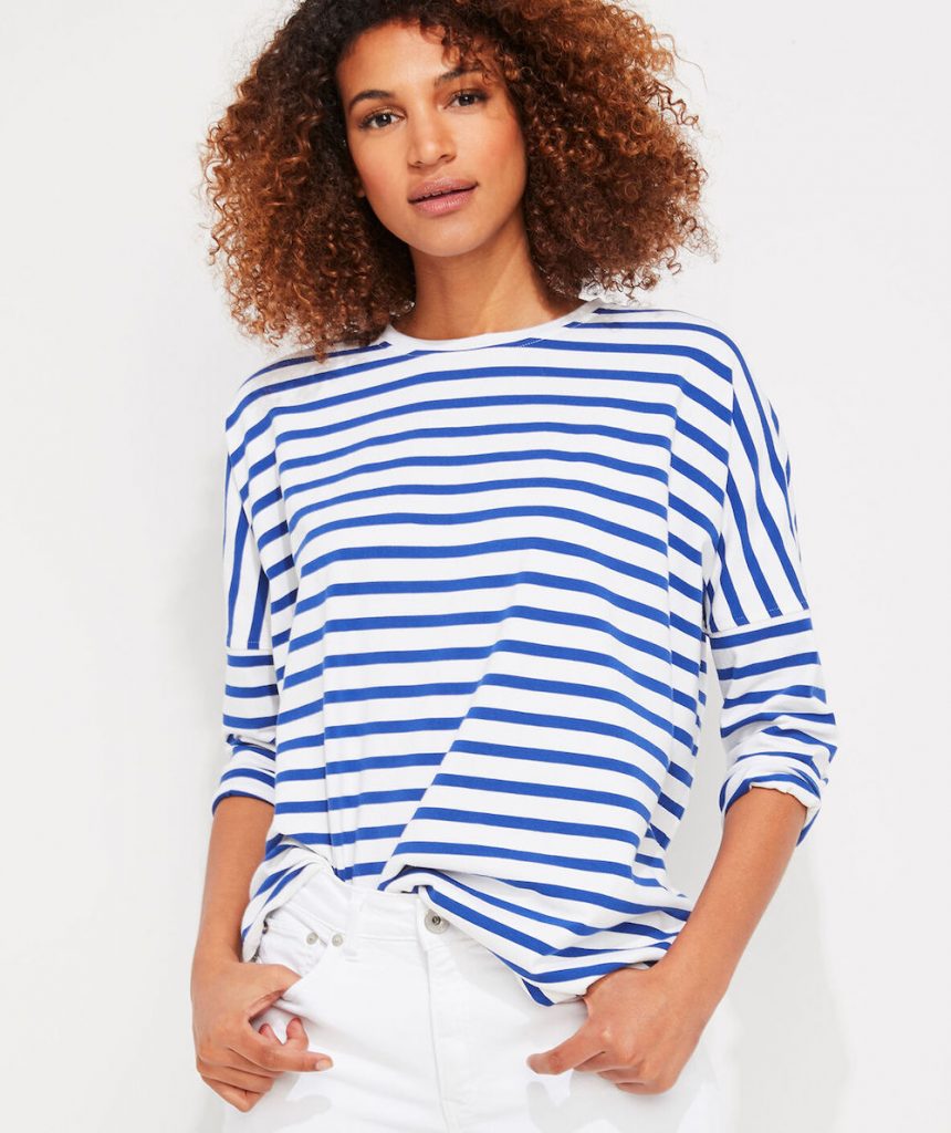 Striped Deluxe Tee #FrenchSeamenShirt #CoastalSofas #BlueandWhiteStripes #CoastalDecor #BeachHouse 