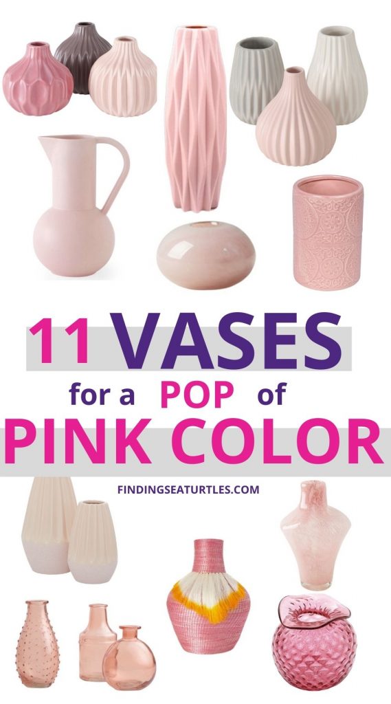 11 Vases for a pop of Pink Color #Pink #PinkVases #Coastal #CoastalPinkDecor #BohoCoastal #CoastalDecor #HomeDecor #LivingRoomDecor