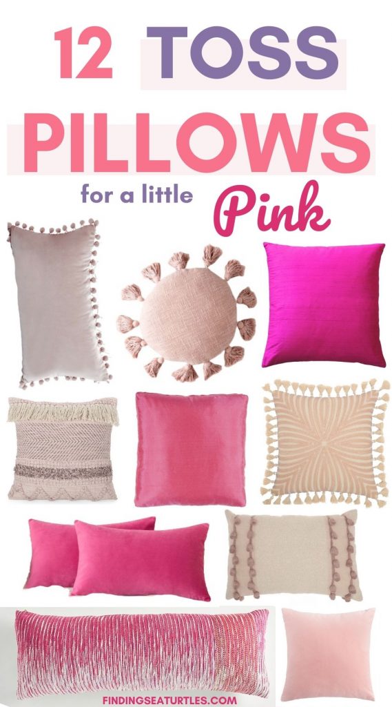 12 TOSS Pillows for a little Pink #Pink #PinkPillows #Coastal #CoastalPinkDecor #BohoCoastal #CoastalDecor #HomeDecor #LivingRoomDecor
