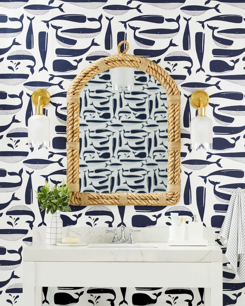 NextWall Palm Silhouette Coastal Peel and Stick Wallpaper (Hampton Blue) -  Amazon.com