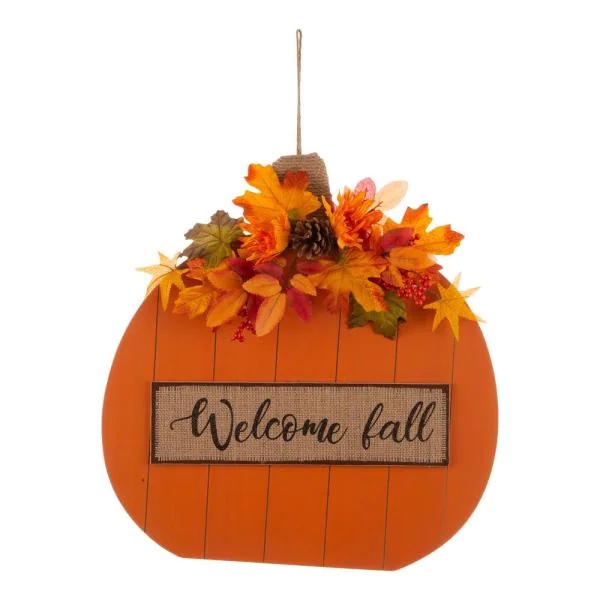 Fall Wooden Pumpkin with Floral Standing Home Depot #Fall #HomeDecor #Harvest #AutumnDecor #Pumpkins