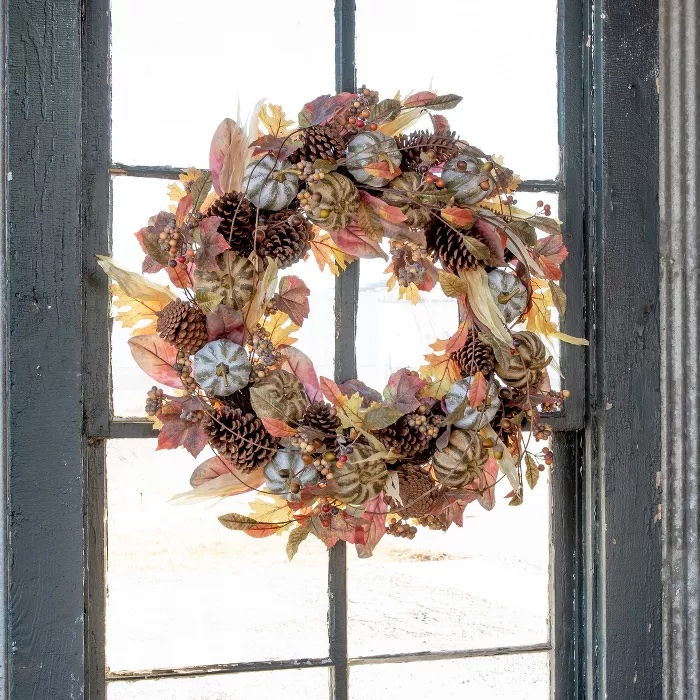 Farmhouse Autumn Wreath Target #Fall #HomeDecor #Harvest #AutumnDecor #Pumpkins