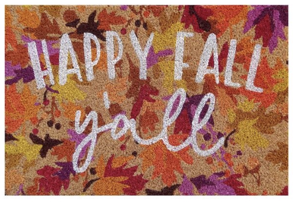 Happy Fall Y'All Floral Doormat World Market #Fall #HomeDecor #Harvest #AutumnDecor #Pumpkins