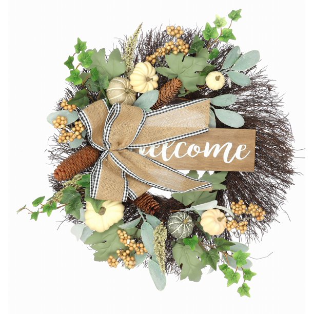 Harvest Welcome Wreath Walmart #Fall #HomeDecor #Harvest #AutumnDecor #Pumpkins