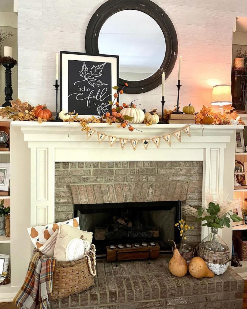 Fall Mantel Styling Ideas In 16 #Fall #FallMantel #FallDecor #HomeDecor #AutumnDecor